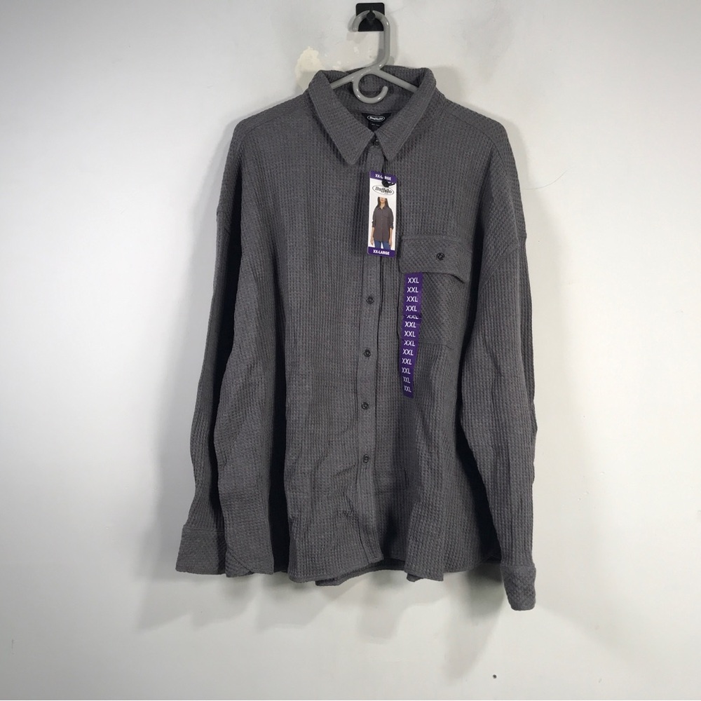 Buffalo Jeans Waffle Button Up Shirt, Women's Size XXL - Heather Rock